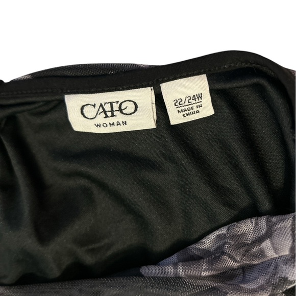 CATO Women's Gray Scale Rose Cowl Neck Bow Back Lined Tank Top Blouse Sz 22-24W - Picture 6 of 10